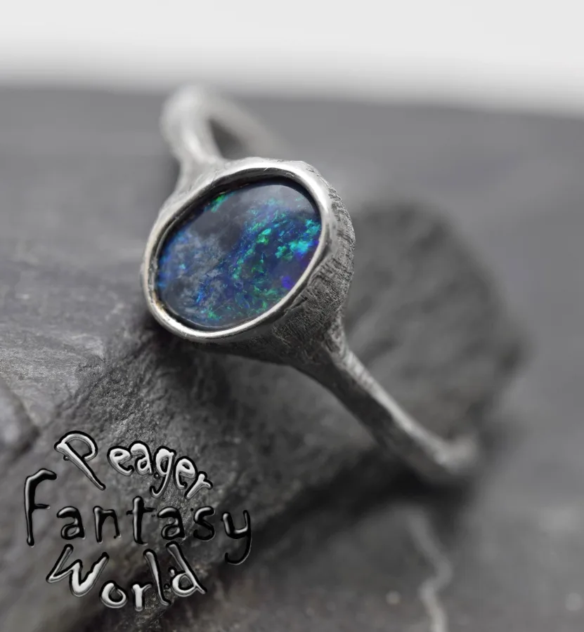 Black Australian Opal Ring